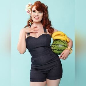 Collectif Willow Denim Playsuit Size 10